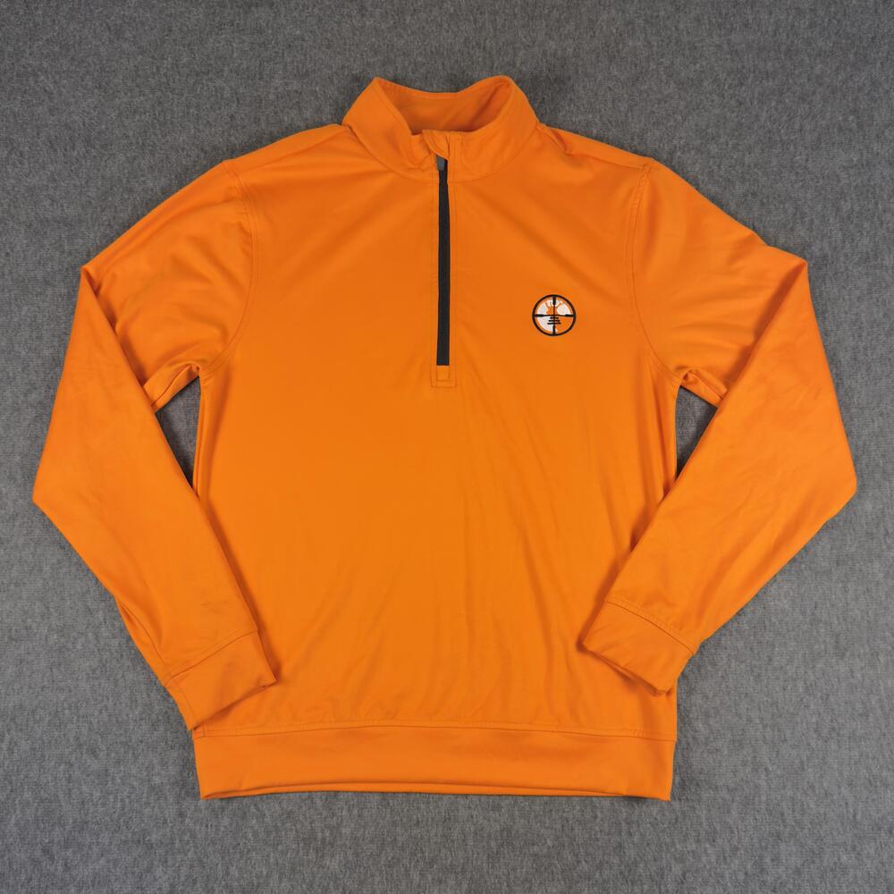 Waggle Pullover Mens Small Orange 1/4 Zip Long Sleeve Lightweight Golf Hunting